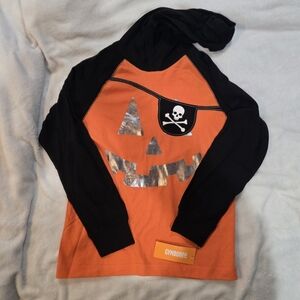 Gymboree Orange and Black Skull Pumpkin Long Sleeve Tee